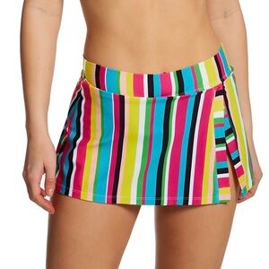 Anne Cole Colorful Striped Swim Skirt large NWTS